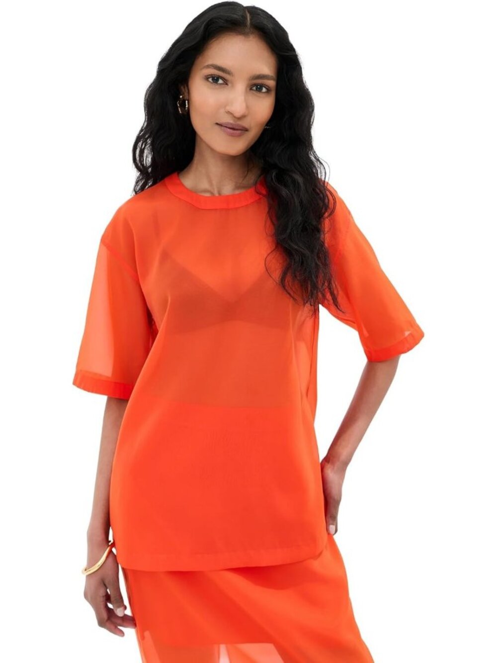 Chic Women's Organza Tee - Lightweight, Stylish Top for Casual or Dressy Looks